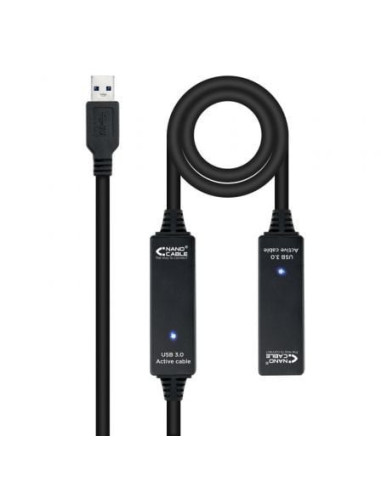 Cable alargador usb 3.0 nanocable 10.01.0313/ usb macho - usb hembra/ 15m/ negro