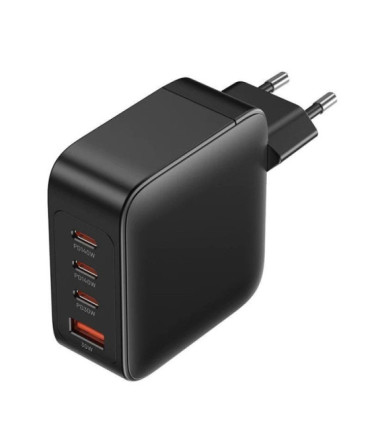 Cargador de pared gan vention feib0-eu/ 3xusb tipo-c + cable usb tipo-c/ 1xusb/ 140w