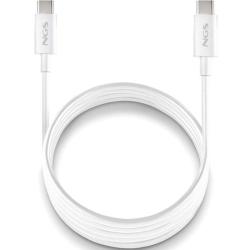 Cable USB 2.0 Tipo-C NGS ZYRO 60W-1/ USB Tipo-C Macho - USB Tipo-C Macho/ Hasta 60W/ 480Mbps/ 1m/ Blanco