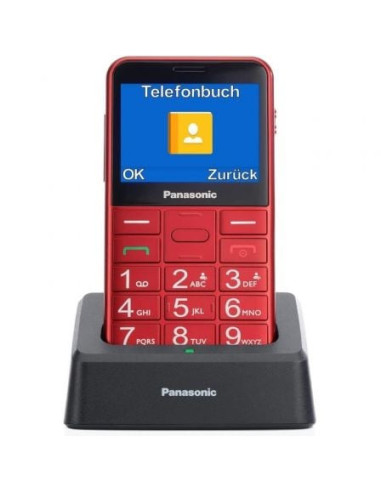 Teléfono móvil panasonic kx-tu155exrn para personas mayores/ rojo