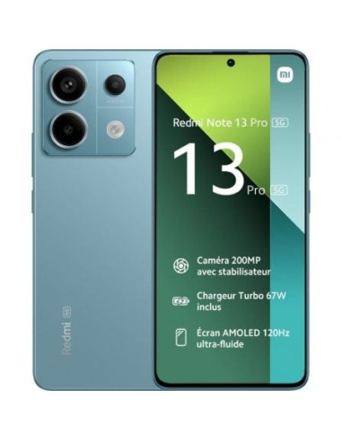 Smartphone Xiaomi Redmi Note 13 Pro NFC 8GB/ 256GB/ 6.67'/ 5G/ Verde Azulado