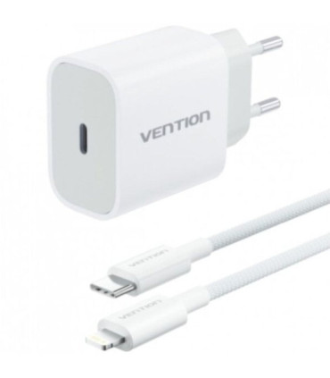 Cargador de pared vention g17w0-eu/ 1xusb tipo-c + cable lightning/ 20w
