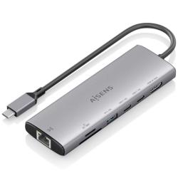Docking USB Tipo-C Aisens ASUC-7P032-GR/ 1xHDMI 4K/ 1xUSB/ 2xUSB Tipo-C/ 1xRJ45/ 1xLector Tarjetas/ Gris