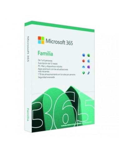 Microsoft Office 365 Familia/ 6 Usuario/ 1 Año/ 5 Dispositivos