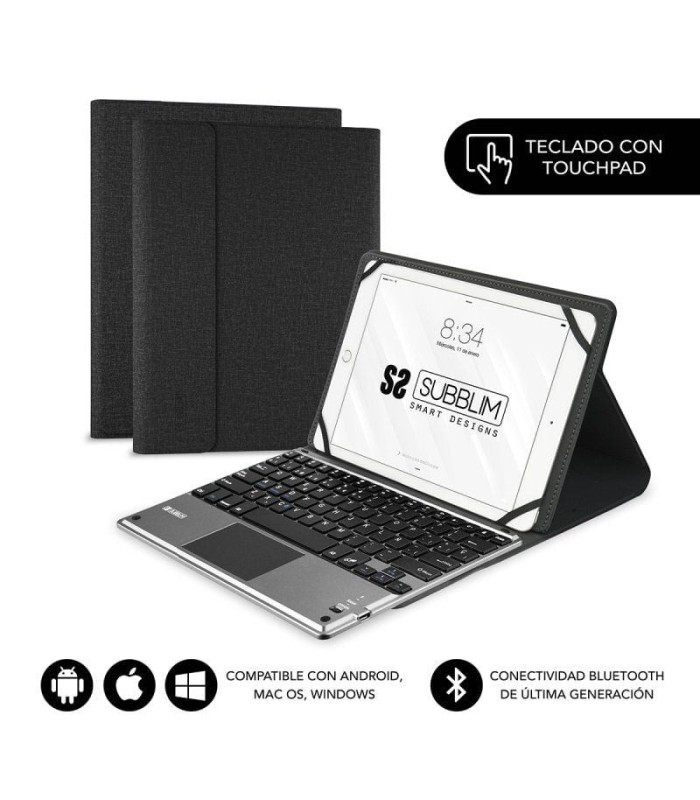 Funda con teclado subblim keytab pro bluetooth touchpad para tablets de 9.6'-10.8'/ negra