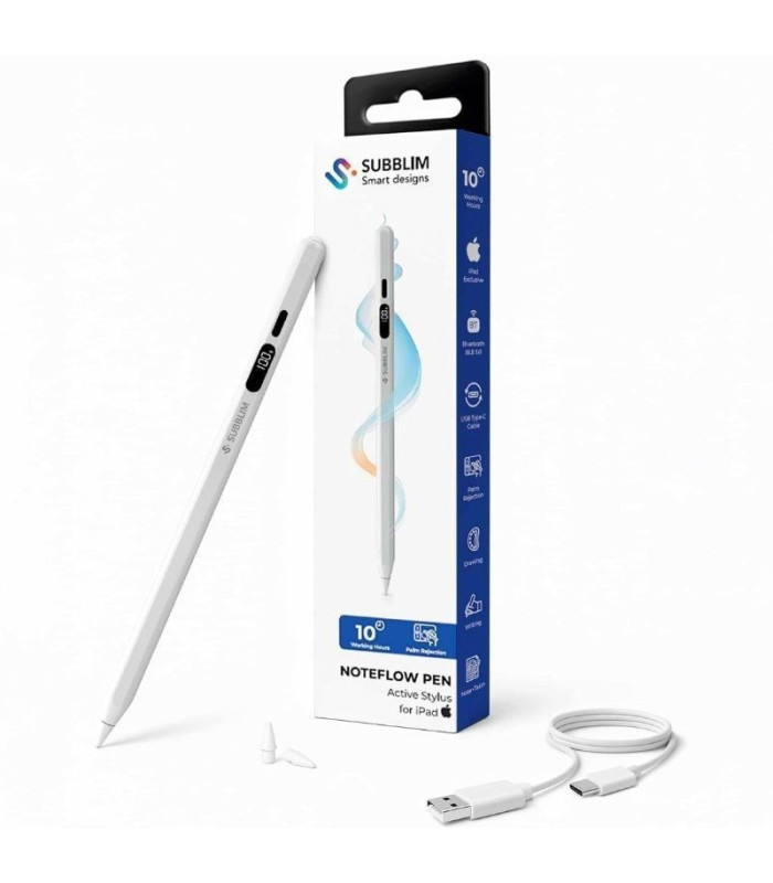 Lápiz electrónico subblim noteflow pen para ipad/ blanco