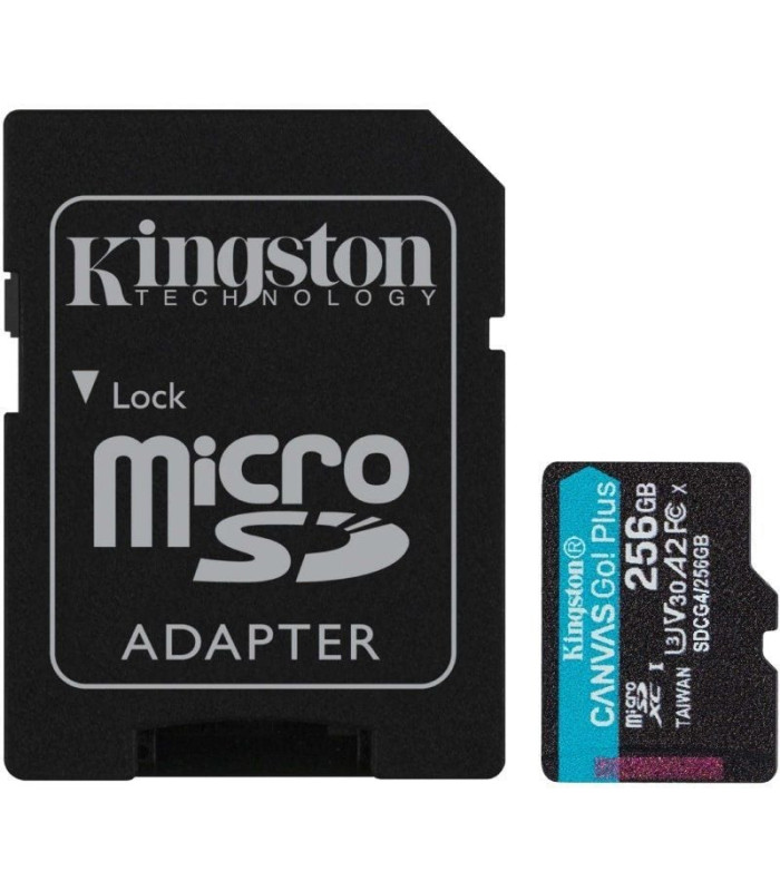 Tarjeta de memoria kingston canvas go! plus 256gb microsd xc con adaptador/ clase 10/ 200mbs