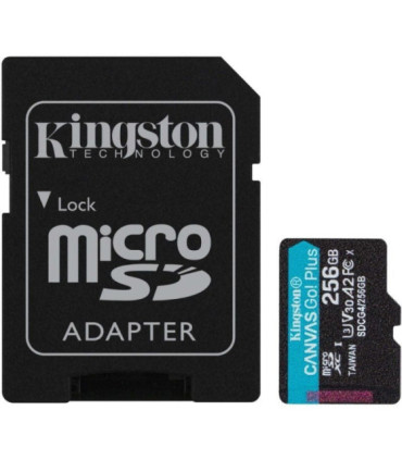 Tarjeta de memoria kingston canvas go! plus 256gb microsd xc con adaptador/ clase 10/ 200mbs