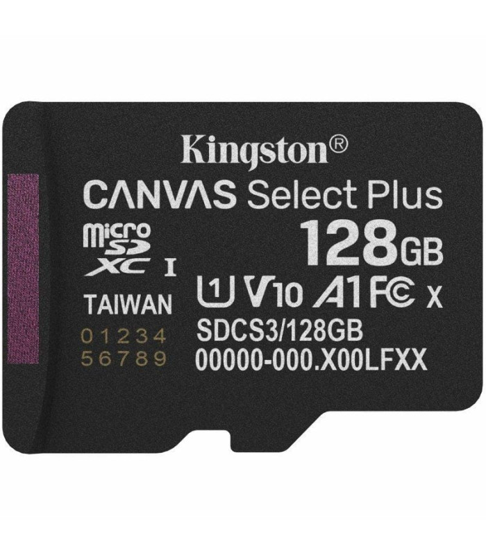 Tarjeta de memoria kingston canvas select plus 128gb microsd xc/ clase 10/ 150mbs