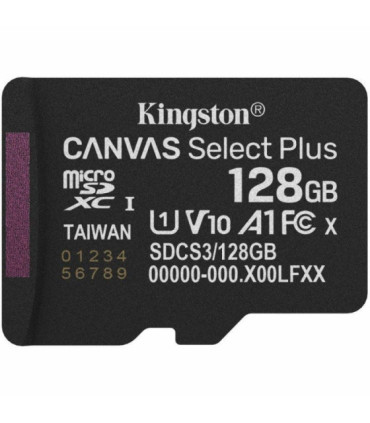 Tarjeta de memoria kingston canvas select plus 128gb microsd xc/ clase 10/ 150mbs