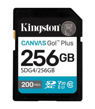 Tarjeta de memoria kingston canvas go! plus 256gb sd xc/ clase 10/ 200mbs