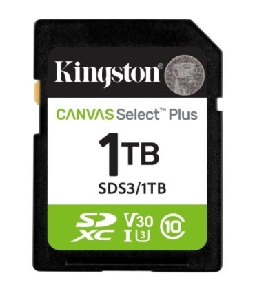 Tarjeta de memoria kingston canvas select plus 1tb sd xc/ clase 10/ 150mbs