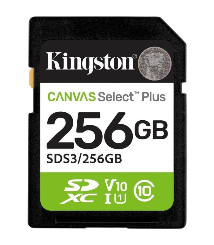 Tarjeta de memoria kingston canvas select plus 256gb sd xc/ clase 10/ 150mbs