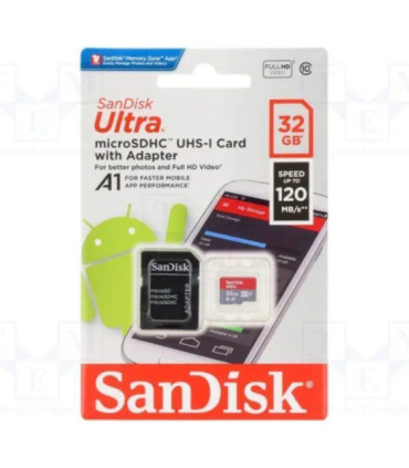 Tarjeta de memoria sandisk ultra 32gb microsd hc uhs-i con adaptador/ clase 10/ 120mbs