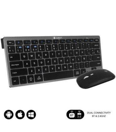 Teclado y ratón inalámbrico subblim oco020 combo multidispositivo compacto/ gris