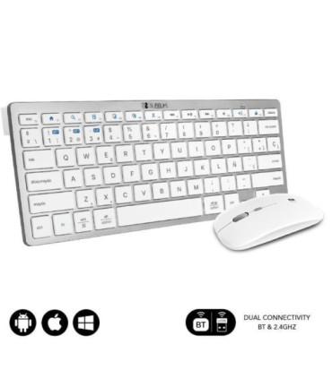 Teclado y ratón inalámbrico subblim oco010 combo multidispositivo compacto/ plata