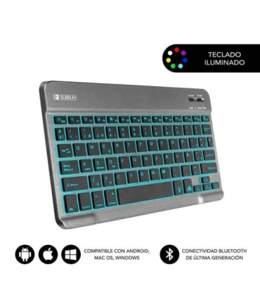 Teclado compacto inalámbrico subblim smart backlit/ gris