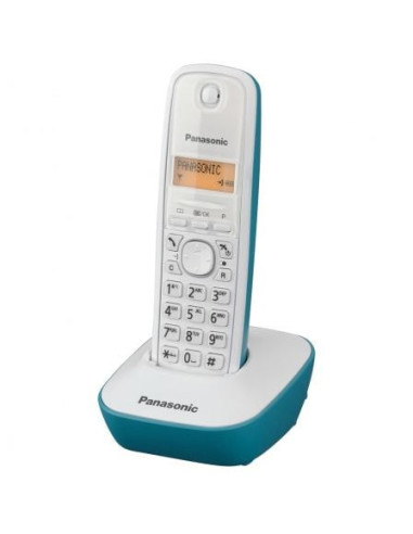 Teléfono inalámbrico panasonic kx-tg1611/ blanco/ azul