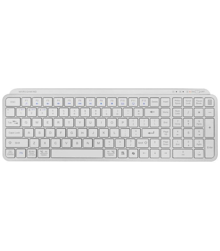 Teclado compacto inalámbrico mars gaming mk-silenkeys/ blanco