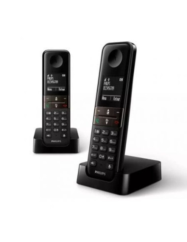 Teléfono inalámbrico philips d4702b/34/ pack duo/ negro