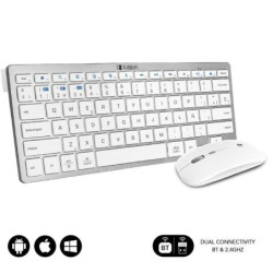 Teclado y ratón inalámbrico subblim oco010 combo multidispositivo compacto/ plata