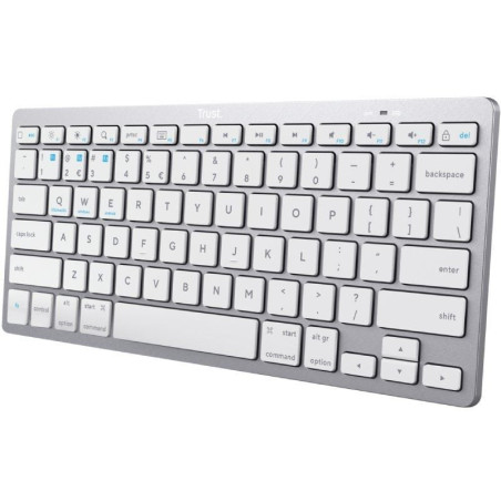 Teclado compacto inalámbrico trust 24654/ plata