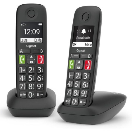 Teléfono inalámbrico gigaset e290/ pack duo/ negro